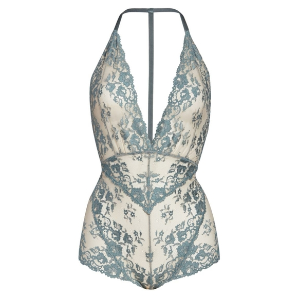 Free People Too Cute To Handle Lace Bodysuit Blue - Picture 7 of 14
